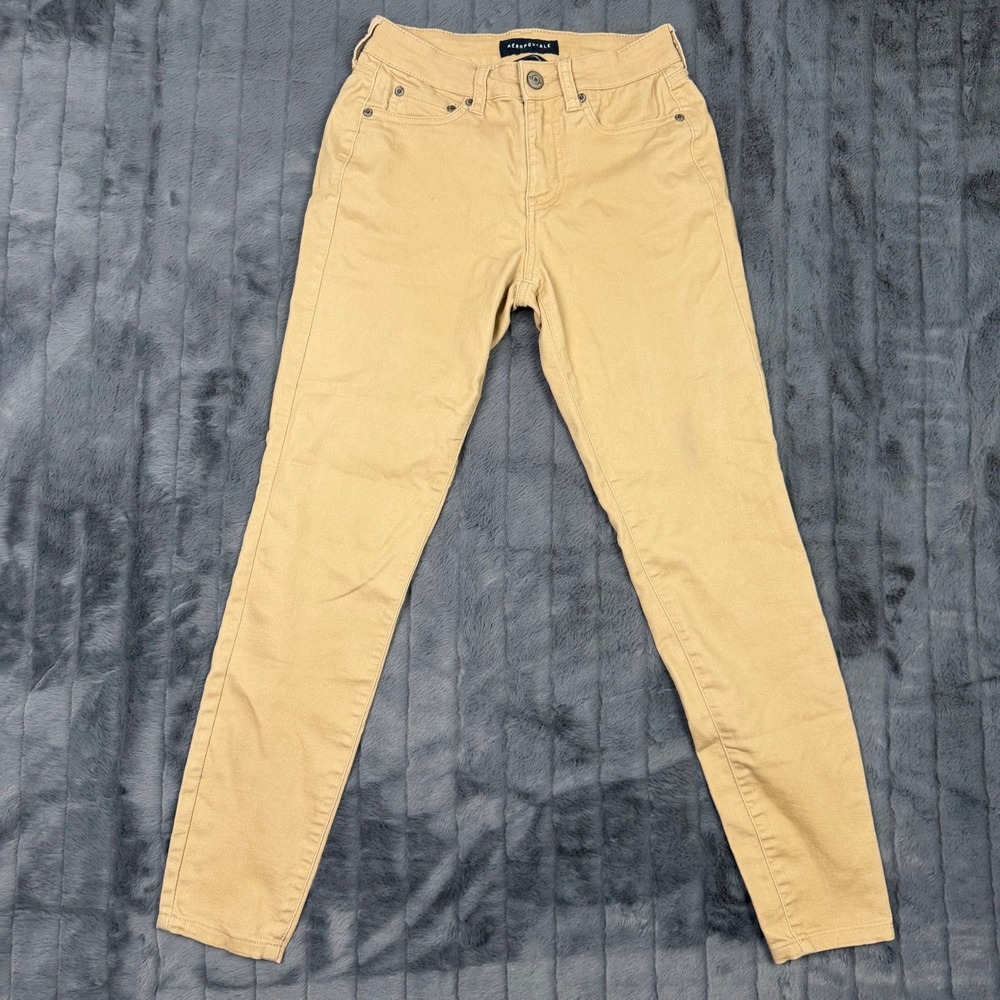 Aeropostale High Rise Jegging Khaki Tan Skinny Pants Womens Size 0 Reg RN154379